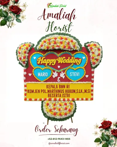 Karangan Papan Bunga Pernikahan di Tgedung Grand Karunia Function Hall